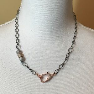 Hematite Chain Link Necklace with CZ!